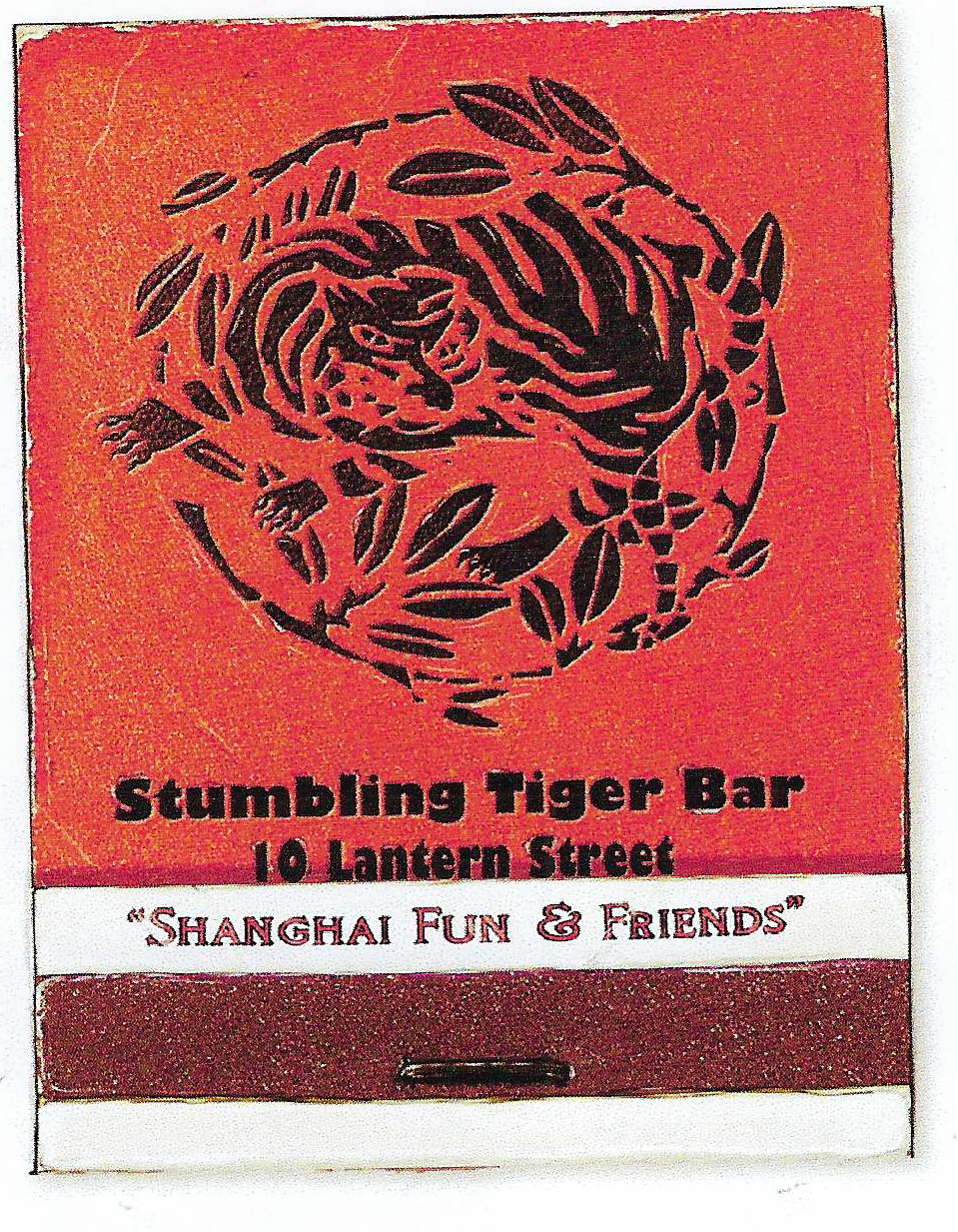 Streichholzbriefchen Stumbling Tiger Bar 10 Lantern Street Shanghai Fun and Friends.png