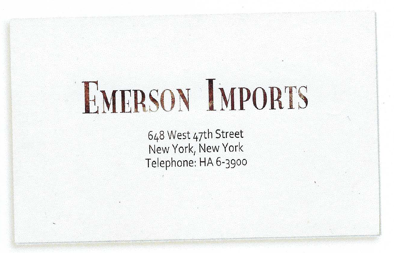 Visitenkarte Emerson Imports Vorderseite.png